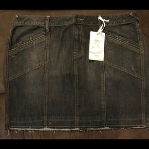 NWT Black denim distressed mini skirt